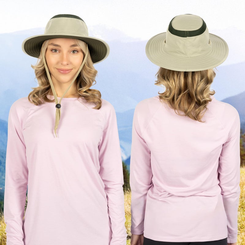 Suncube SUN CUBE Wide Brim Sun Hat for Men Outdoor, Women Sun Protection Safari Hat, Hiking Boonie Hat UV, Fishing Summer Hat for Beach Camping UPF 50+, Tan Beige - Image 2